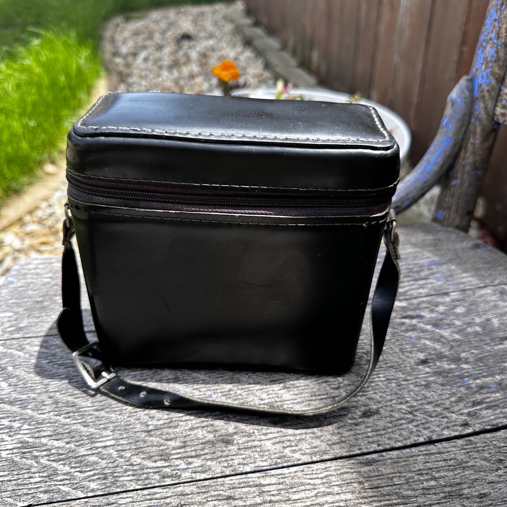 Vintage Black Leather Binocular Case - Genuine Cowhide Made in USA Custom
